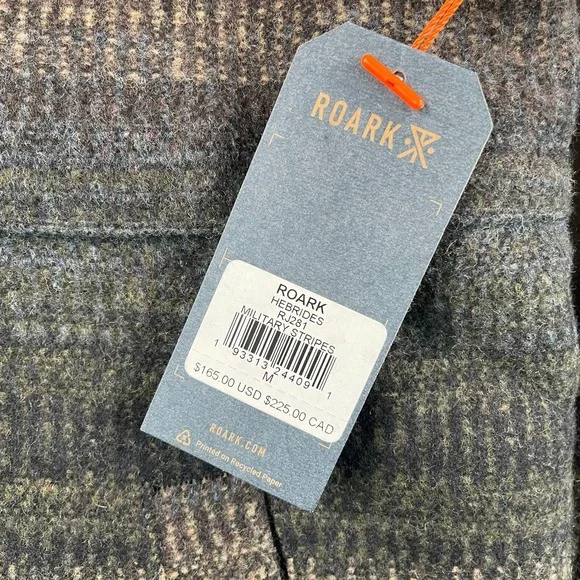 Roark Hebrides Jacket Men Medium Multi Military Striped Wool Blend Snap NWT $165 - Picture 3 of 12